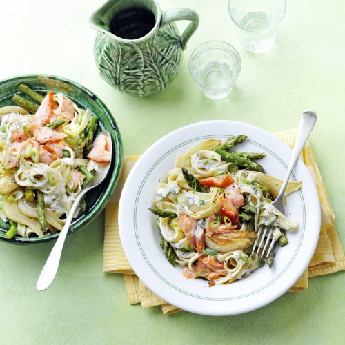 Recept Tagliatelle al salmone e asparagi verdi Grand'Italia
